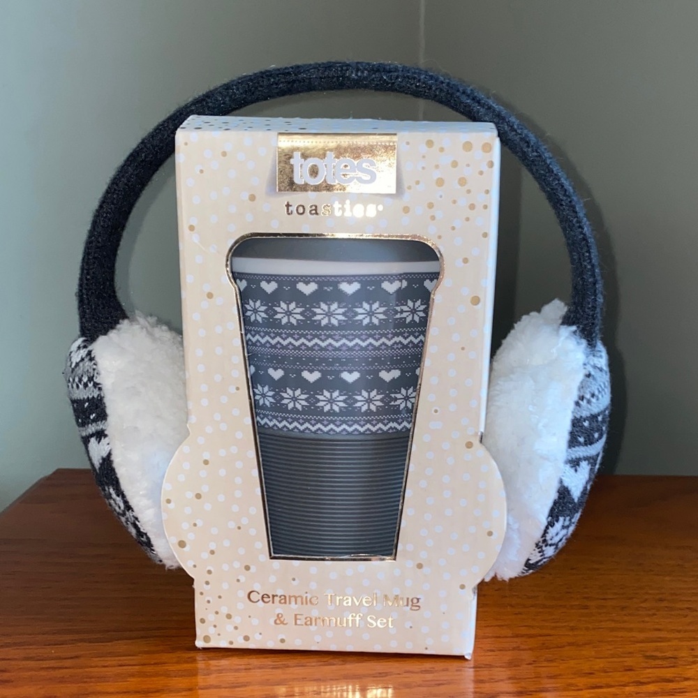 Totes Ceramic travel mug and earmuff set
